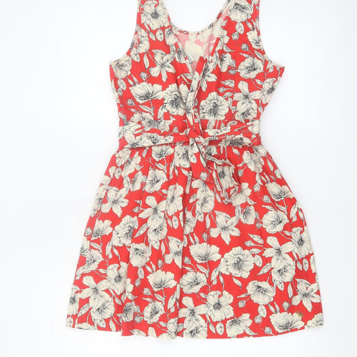 Forever 21 Women’s Red Floral A-Line Sleeveless Cotton Dress Size S