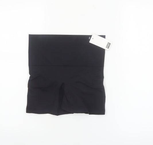 F&F Womens Black Biker Activewear Shorts L Slim Fit Stretch