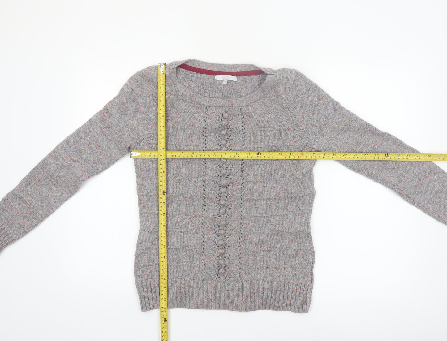 Marks and Spencer Per Una Women's Grey Size 10 Cable-Knit Jumper