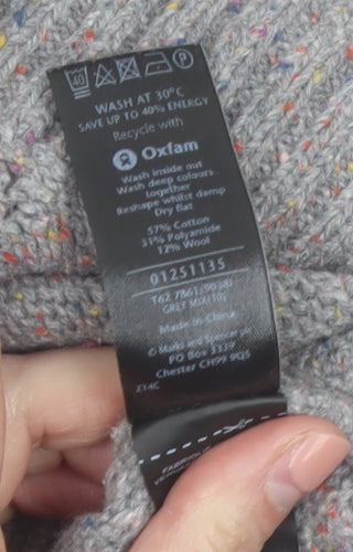 Marks and Spencer Per Una Women's Grey Size 10 Cable-Knit Jumper