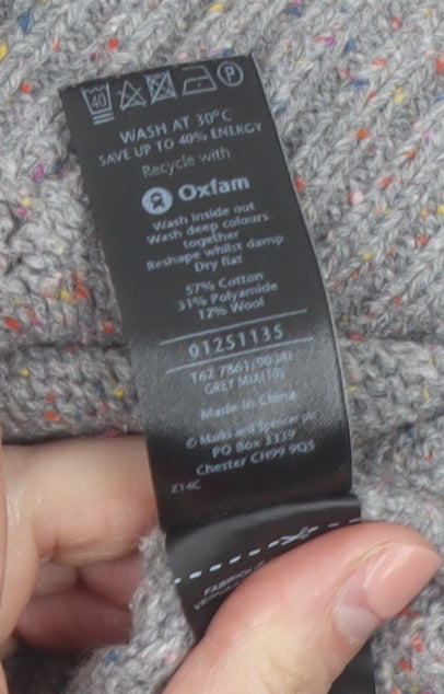Marks and Spencer Per Una Women's Grey Size 10 Cable-Knit Jumper