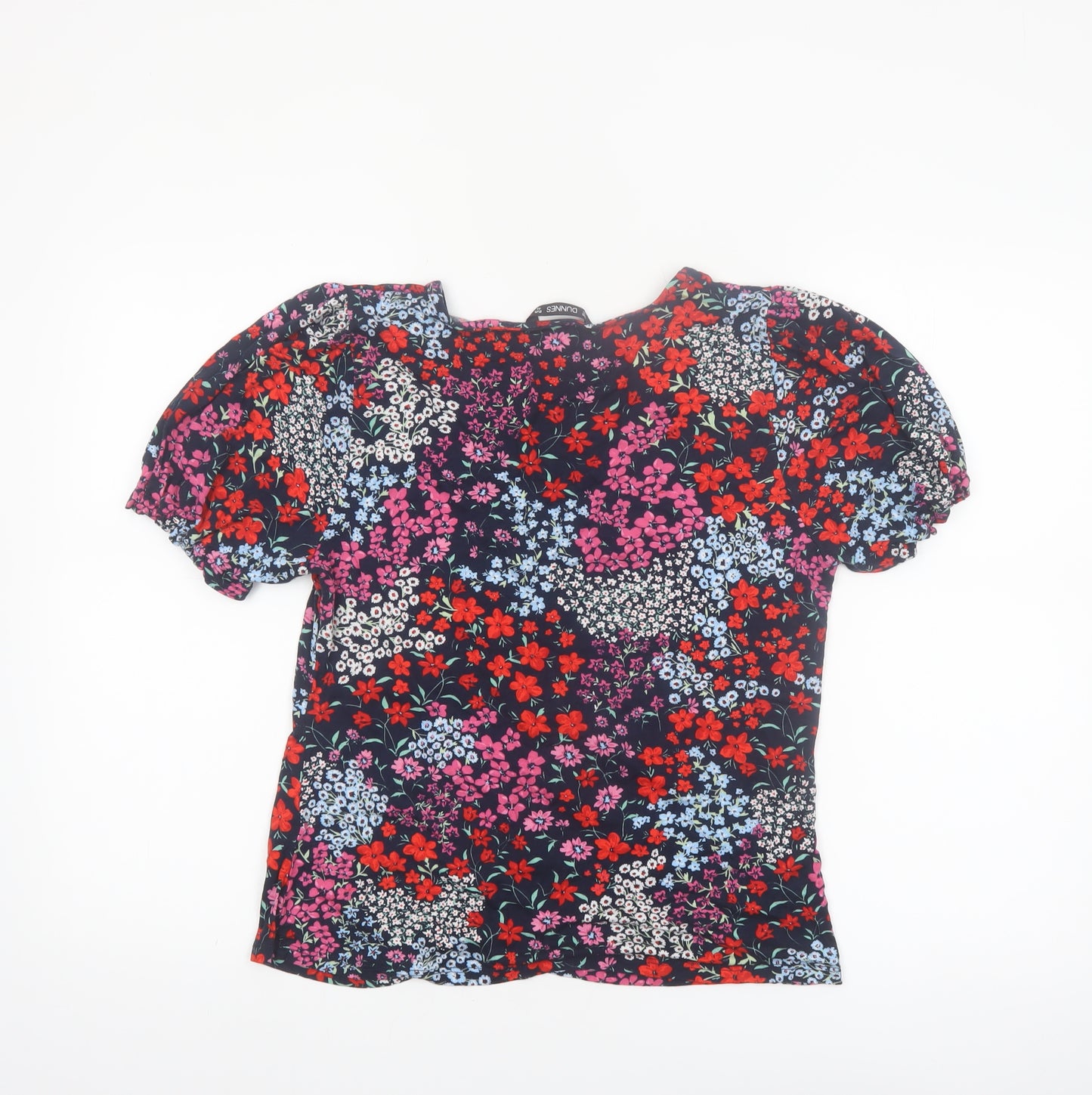 Dunnes Women's Multicoloured Floral V-Neck Puff Sleeve Blouse Size 16
