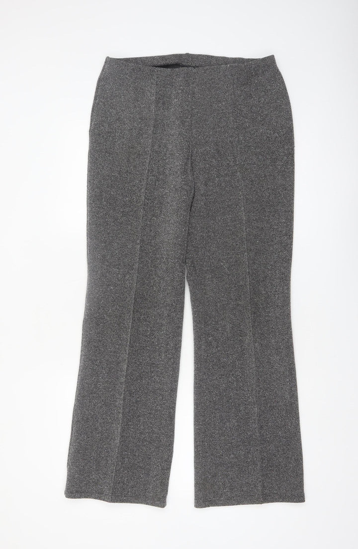 Marks & Spencer Women’s Grey Herringbone Straight Leg Trousers Size 12