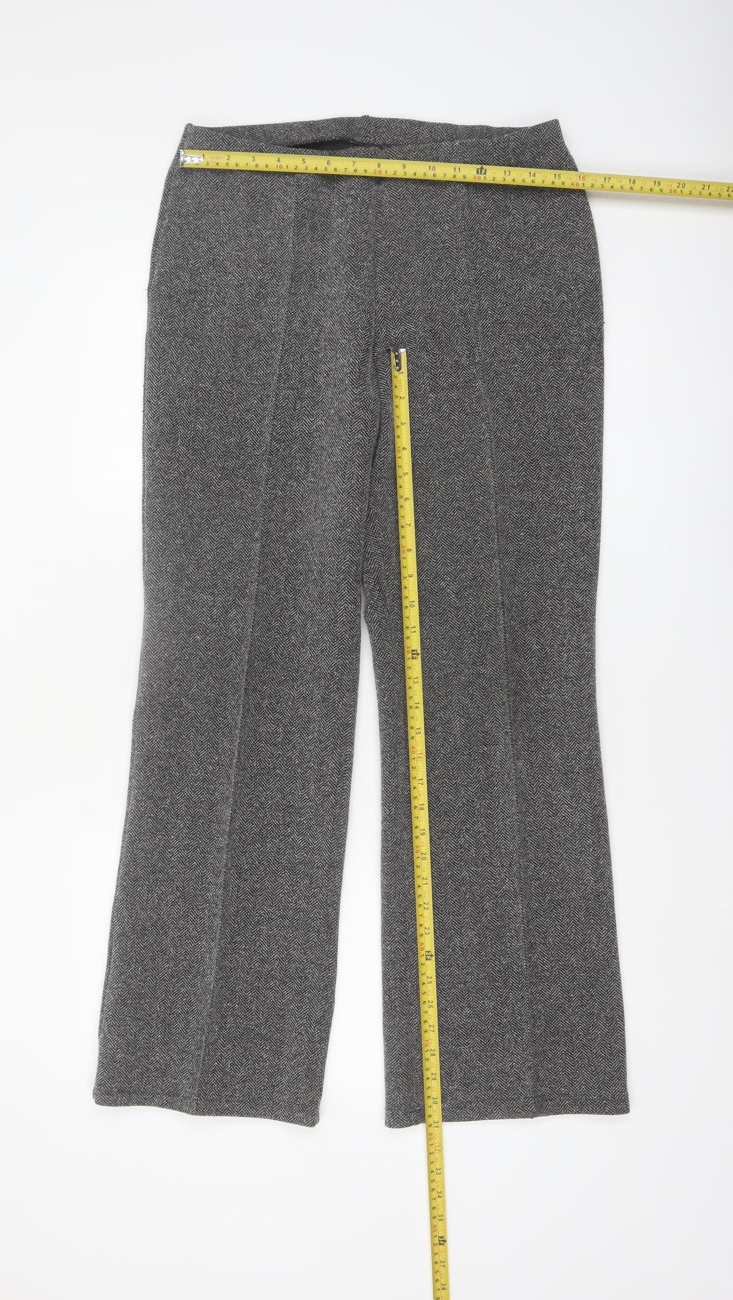 Marks & Spencer Women’s Grey Herringbone Straight Leg Trousers Size 12