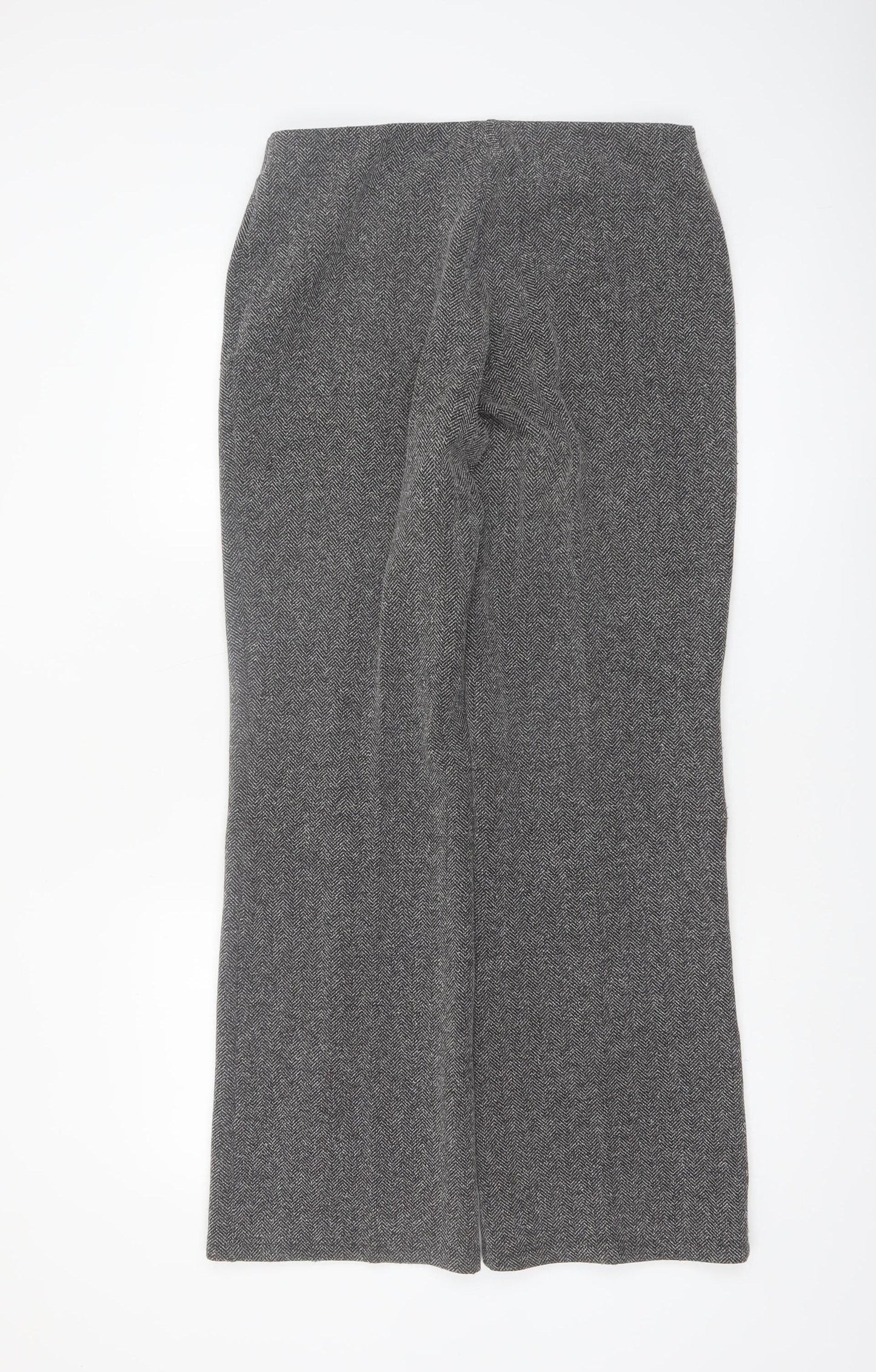 Marks & Spencer Women’s Grey Herringbone Straight Leg Trousers Size 12
