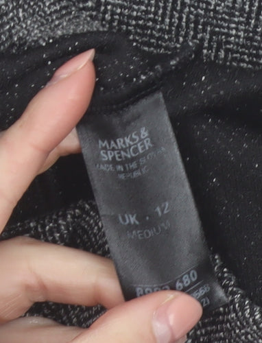 Marks & Spencer Women’s Grey Herringbone Straight Leg Trousers Size 12