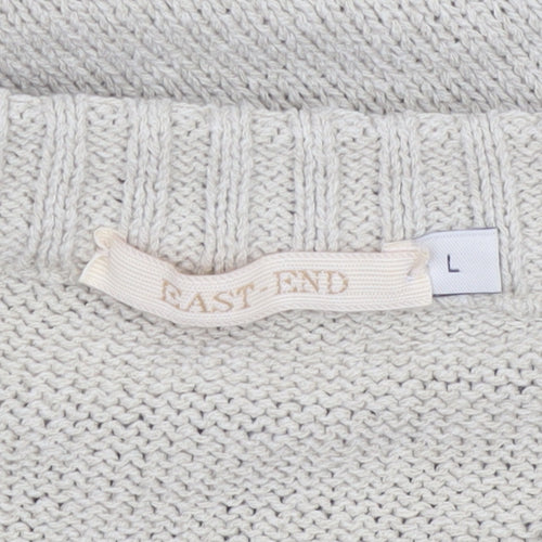 East End Men's Beige Striped Cotton V-Neck Sleeveless Vest L