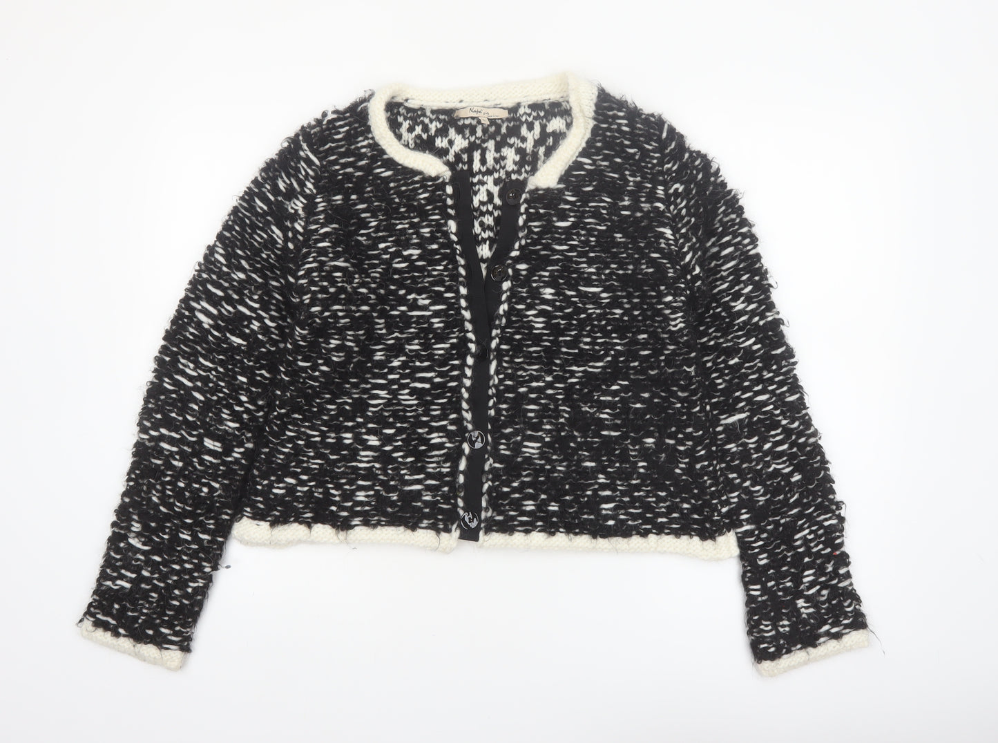 Napa Girl Womens Black Chunky Knit Wool Blend Cardigan Size L