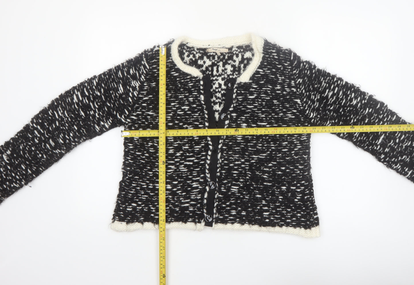 Napa Girl Womens Black Chunky Knit Wool Blend Cardigan Size L