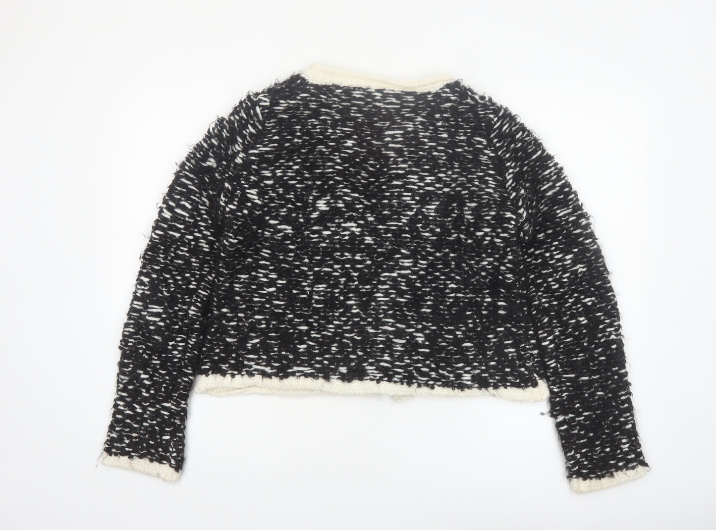 Napa Girl Womens Black Chunky Knit Wool Blend Cardigan Size L
