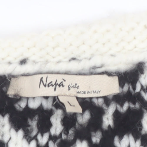 Napa Girl Womens Black Chunky Knit Wool Blend Cardigan Size L