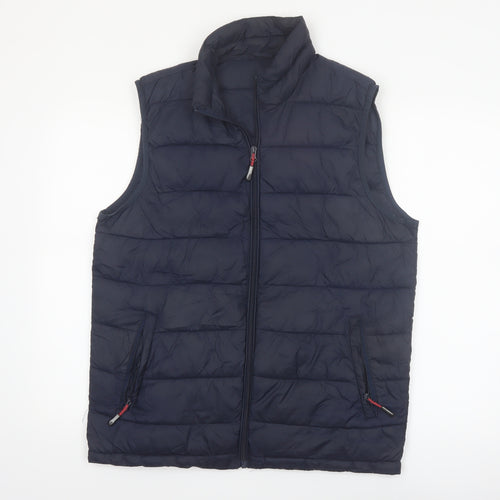 Dunnes Stores Men's Blue Puffer Waistcoat Medium Zip Padded Gilet
