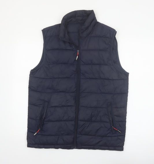 Dunnes Stores Men's Blue Puffer Waistcoat Medium Zip Padded Gilet