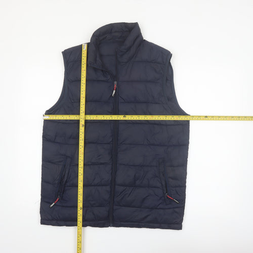 Dunnes Stores Men's Blue Puffer Waistcoat Medium Zip Padded Gilet