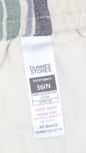 Dunnes Stores Men's Beige Striped Linen Cotton Drawstring Shorts 36in