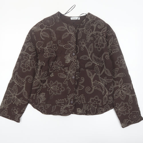 Gallery Women's Brown Floral Quilted Jacket Size S