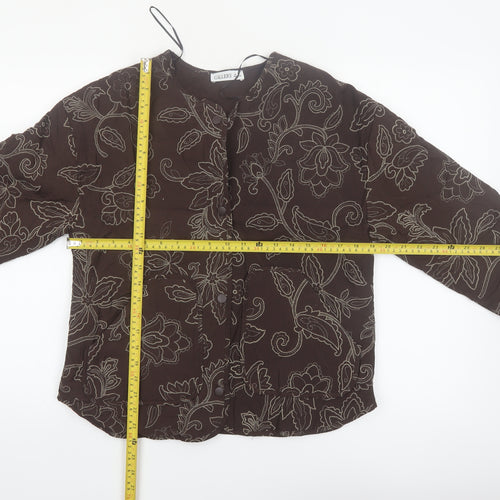 Gallery Women's Brown Floral Quilted Jacket Size S