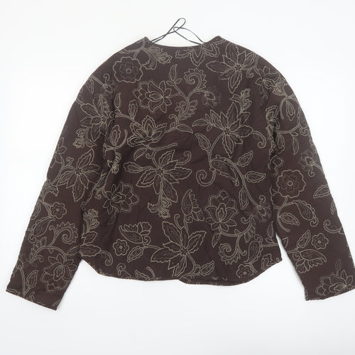 Gallery Women's Brown Floral Quilted Jacket Size S