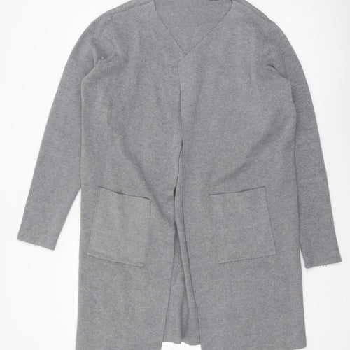 Vero Moda Women Grey Long Sleeve V-Neck Knit Cardigan L