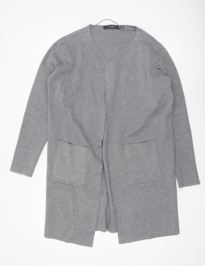 Vero Moda Women Grey Long Sleeve V-Neck Knit Cardigan L