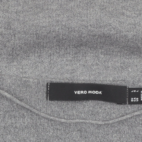 Vero Moda Women Grey Long Sleeve V-Neck Knit Cardigan L