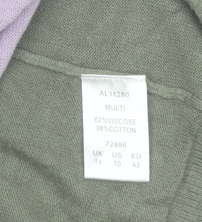Cotton Traders Womens Multicoloured Striped Cardigan Size 14