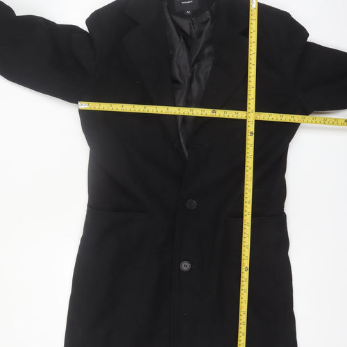 boohooMAN Men's Black Mid-Length Overcoat Size M Classic Style