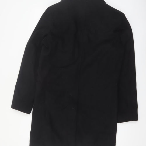 boohooMAN Men's Black Mid-Length Overcoat Size M Classic Style