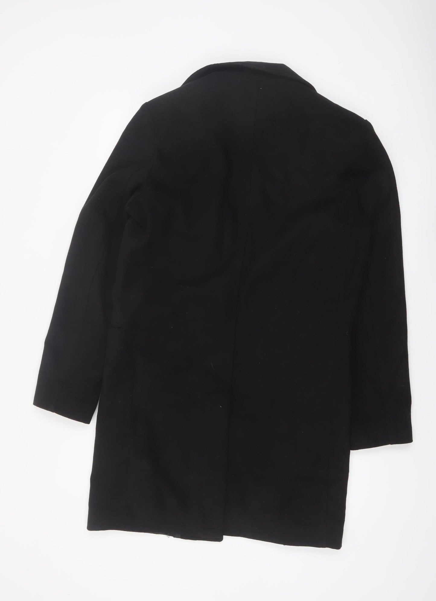 boohooMAN Men's Black Mid-Length Overcoat Size M Classic Style