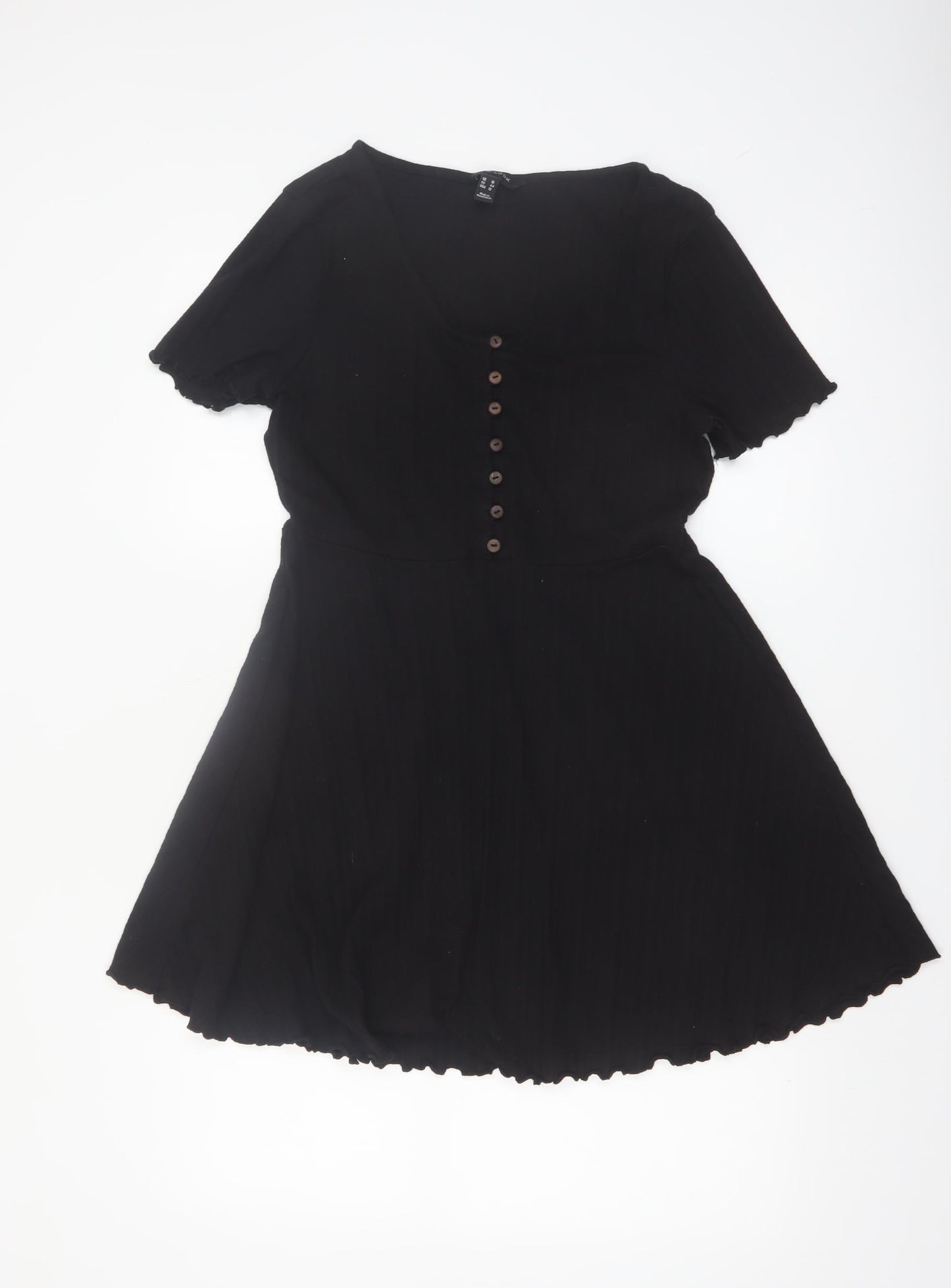 New Look Women Black Size 16 Short Sleeve Skater Dress