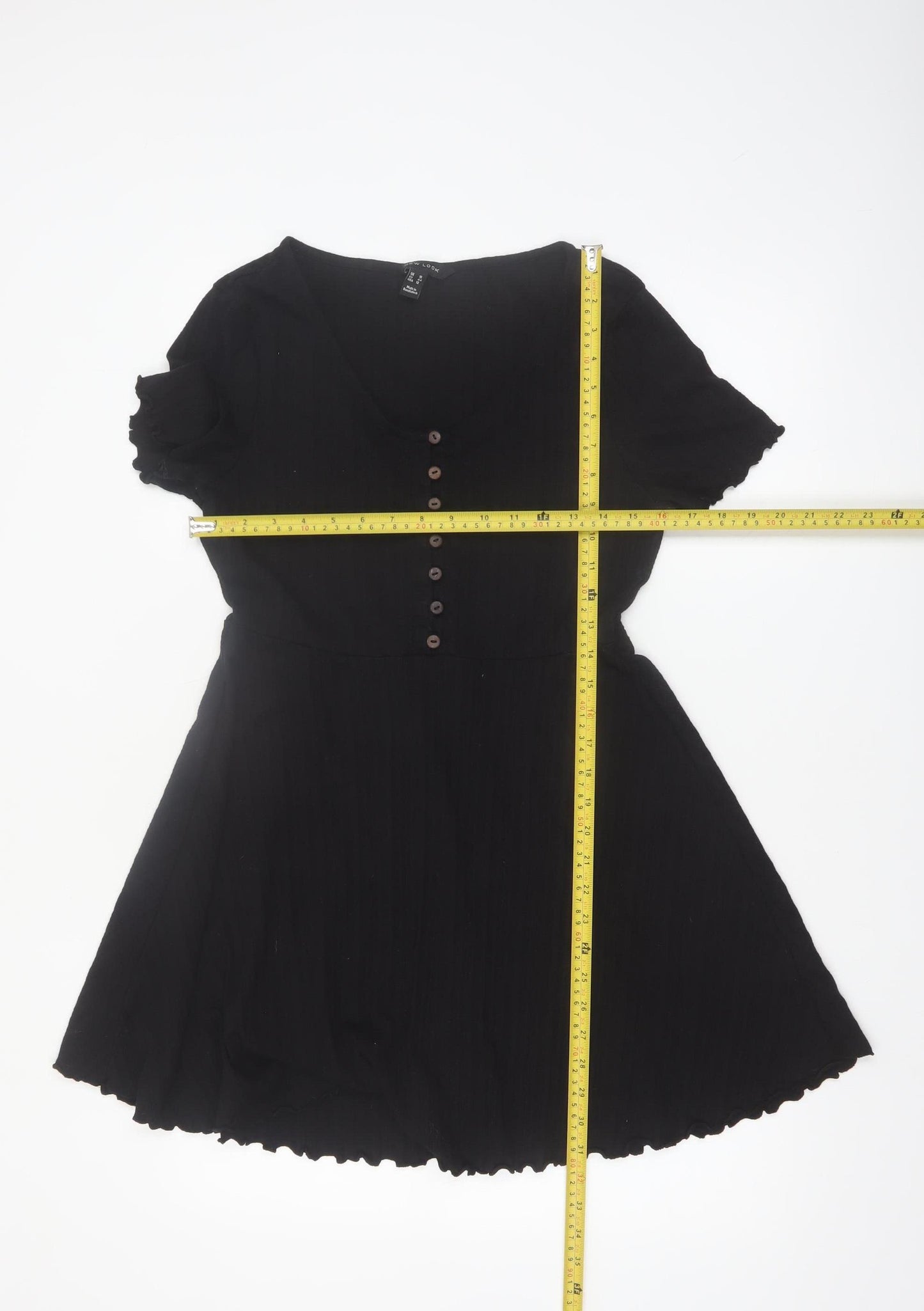 New Look Women Black Size 16 Short Sleeve Skater Dress
