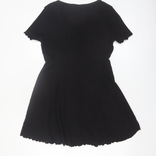 New Look Women Black Size 16 Short Sleeve Skater Dress