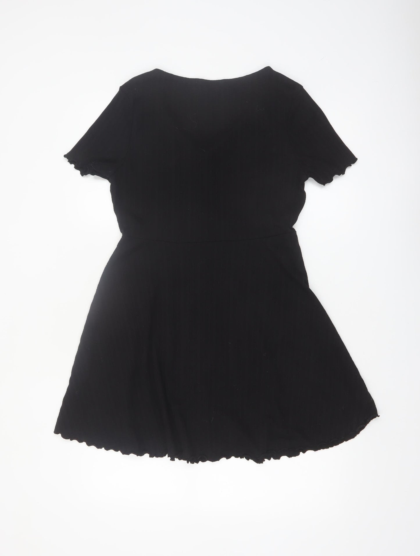 New Look Women Black Size 16 Short Sleeve Skater Dress
