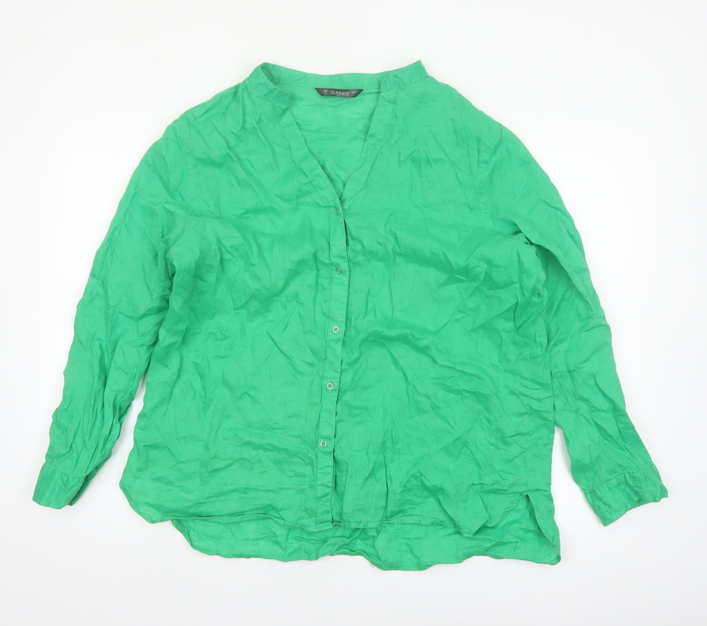 Dunnes Women’s Green Linen Button-Up Shirt Size L