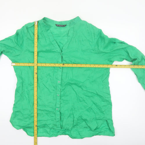 Dunnes Women’s Green Linen Button-Up Shirt Size L