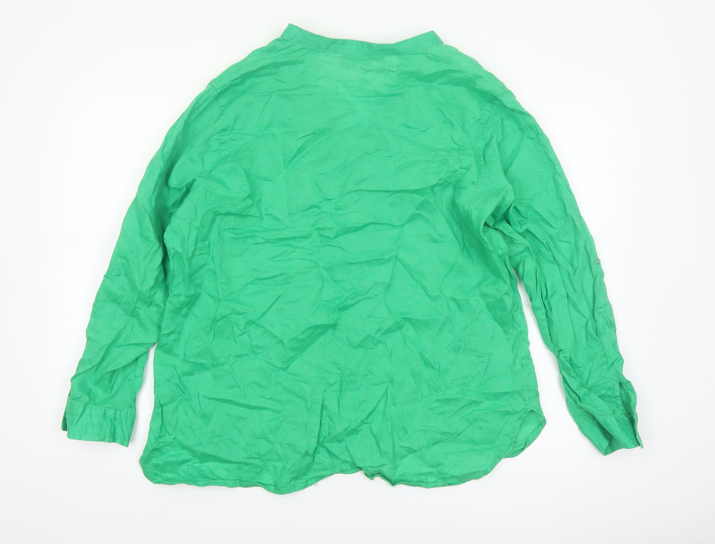 Dunnes Women’s Green Linen Button-Up Shirt Size L