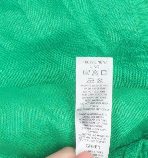 Dunnes Women’s Green Linen Button-Up Shirt Size L