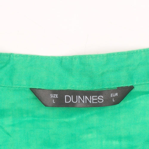 Dunnes Women’s Green Linen Button-Up Shirt Size L