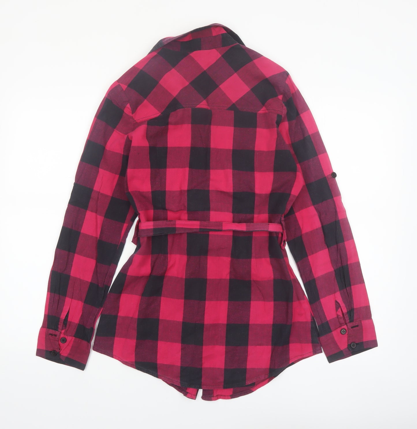 Dunnes Women Red Check Flannel Button-Up Tunic Shirt Size 10