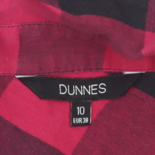 Dunnes Women Red Check Flannel Button-Up Tunic Shirt Size 10