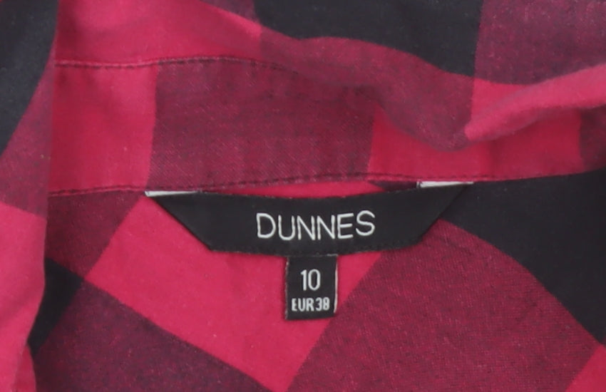 Dunnes Women Red Check Flannel Button-Up Tunic Shirt Size 10