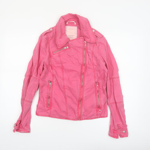 Esprit Women's Pink Cotton Biker Jacket UK 12