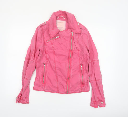 Esprit Women's Pink Cotton Biker Jacket UK 12