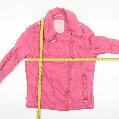 Esprit Women's Pink Cotton Biker Jacket UK 12