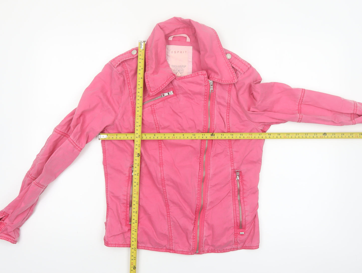 Esprit Women's Pink Cotton Biker Jacket UK 12