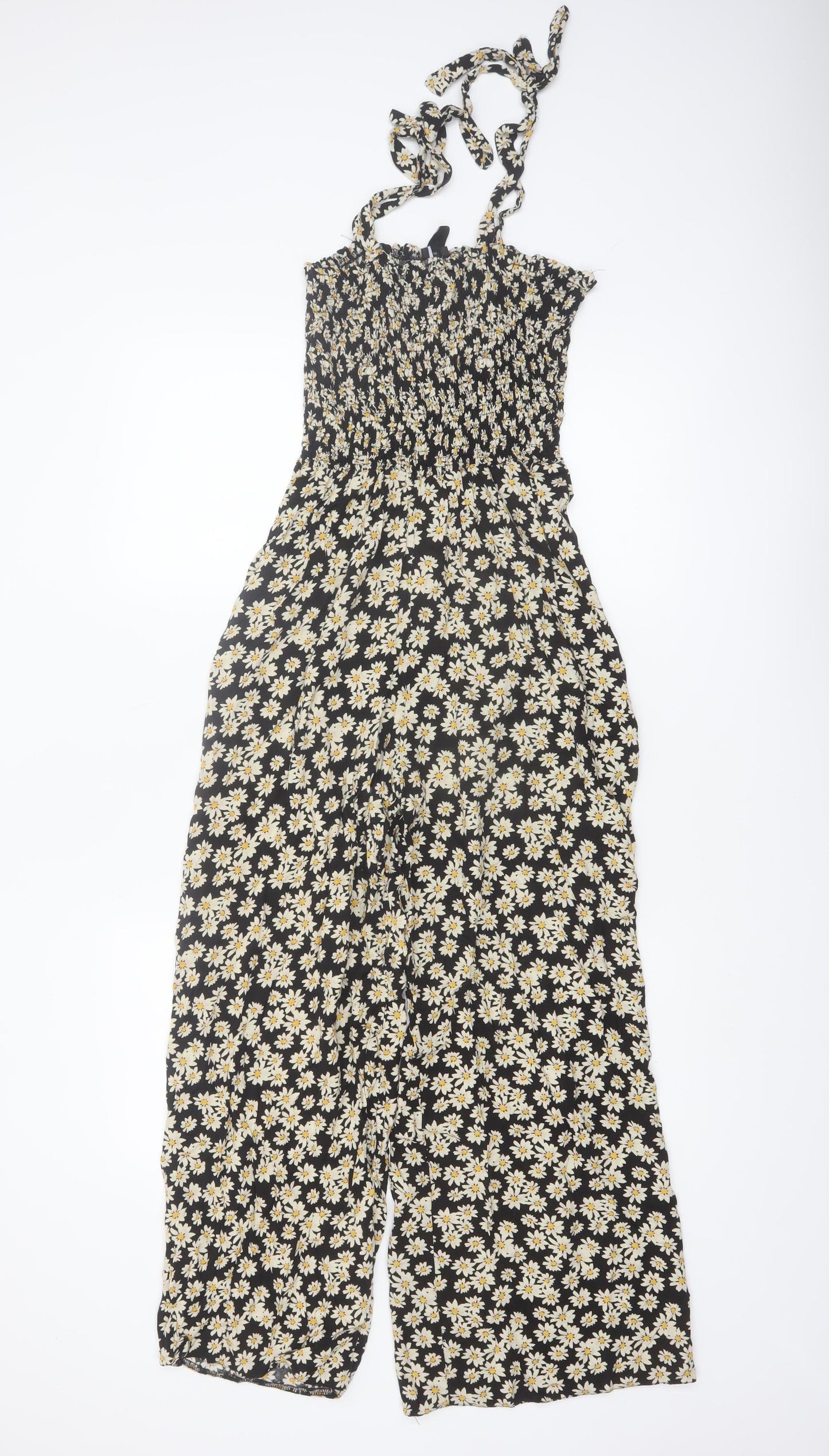 New Look Womens Black Floral Sleeveless Jumpsuit Size 8
