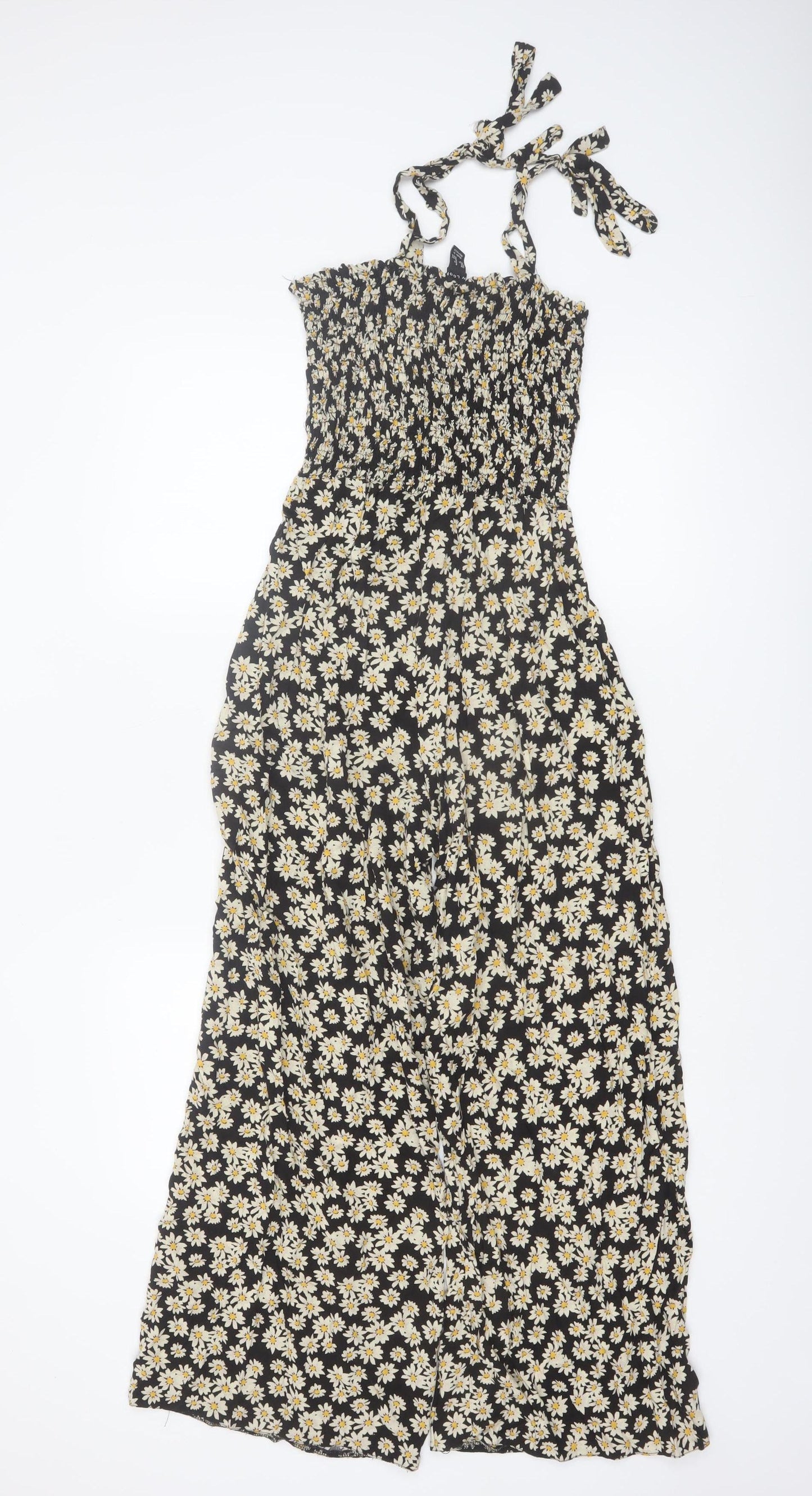 New Look Womens Black Floral Sleeveless Jumpsuit Size 8