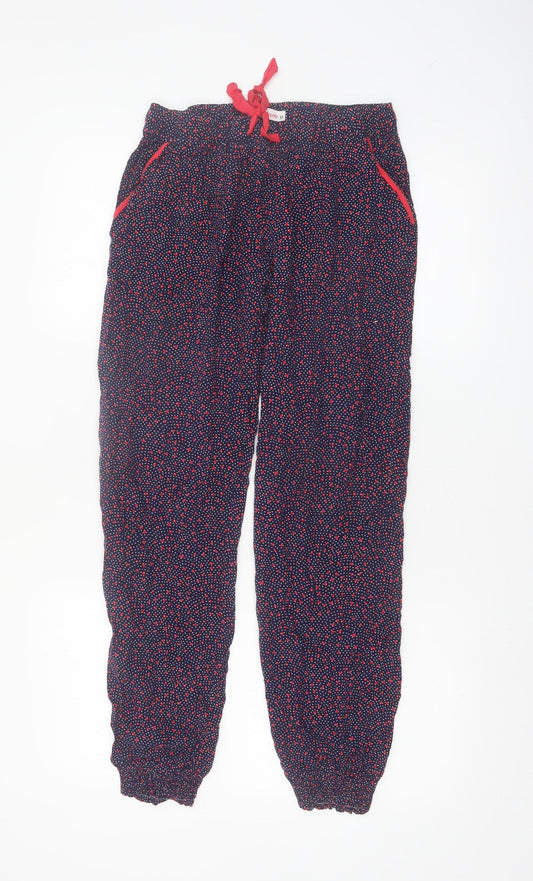 Etam Women's Blue Polka Dot Viscose Jogger Trousers Size M