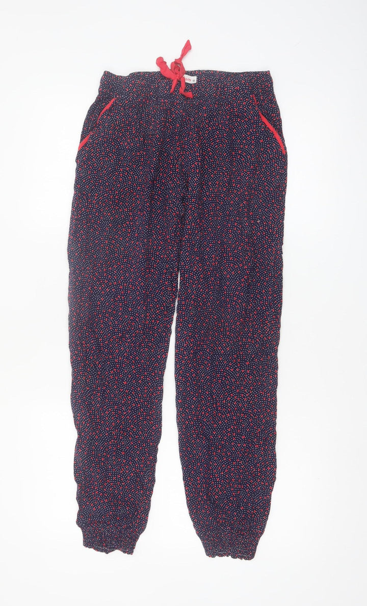 Etam Women's Blue Polka Dot Viscose Jogger Trousers Size M