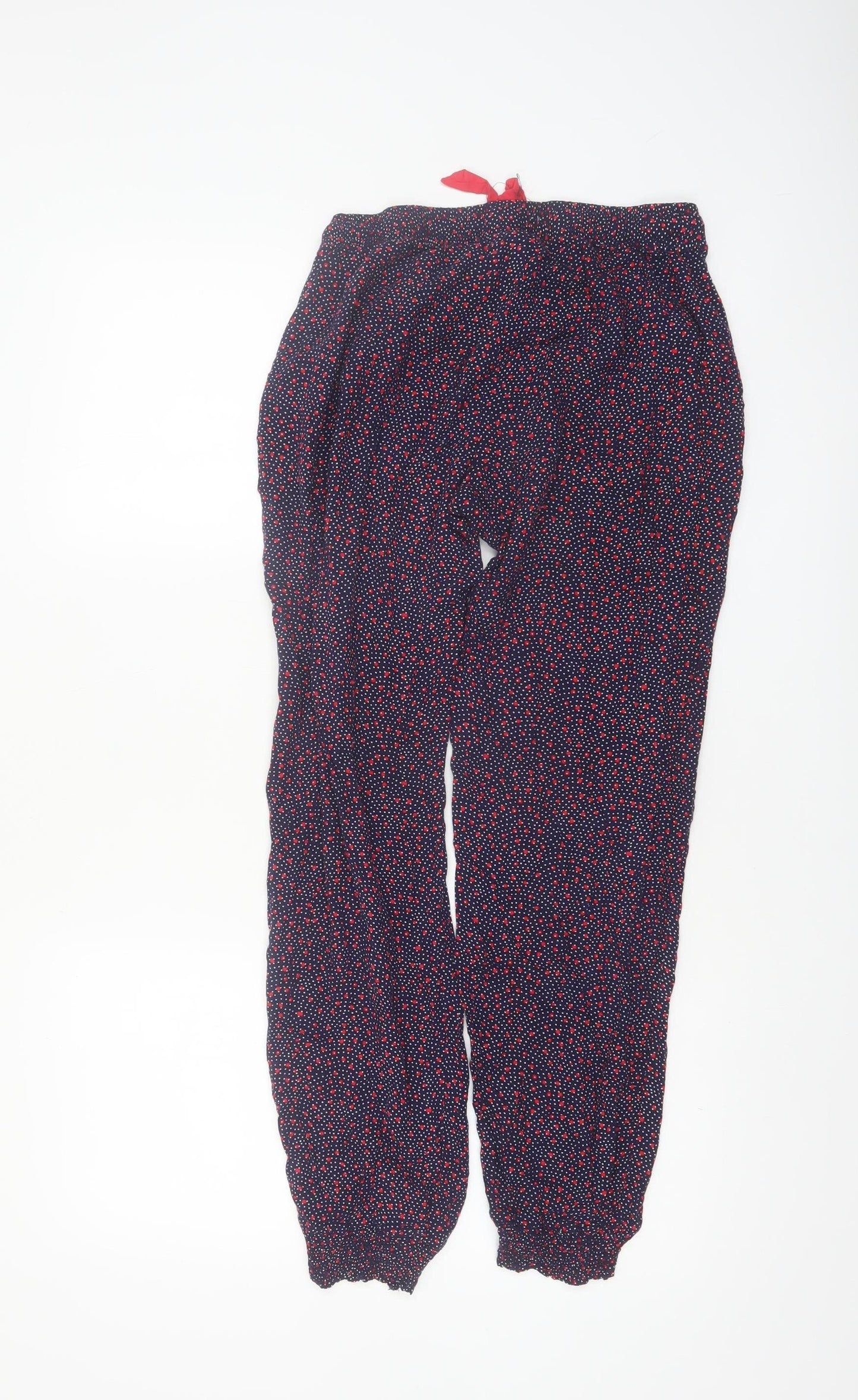 Etam Women's Blue Polka Dot Viscose Jogger Trousers Size M
